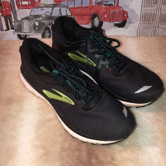 Brooks 9.5 Adrenaline 20 Running Sneakers DNA LOFT Black Green - Picture 2 of 9